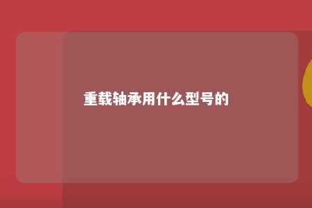 重载轴承用什么型号的 